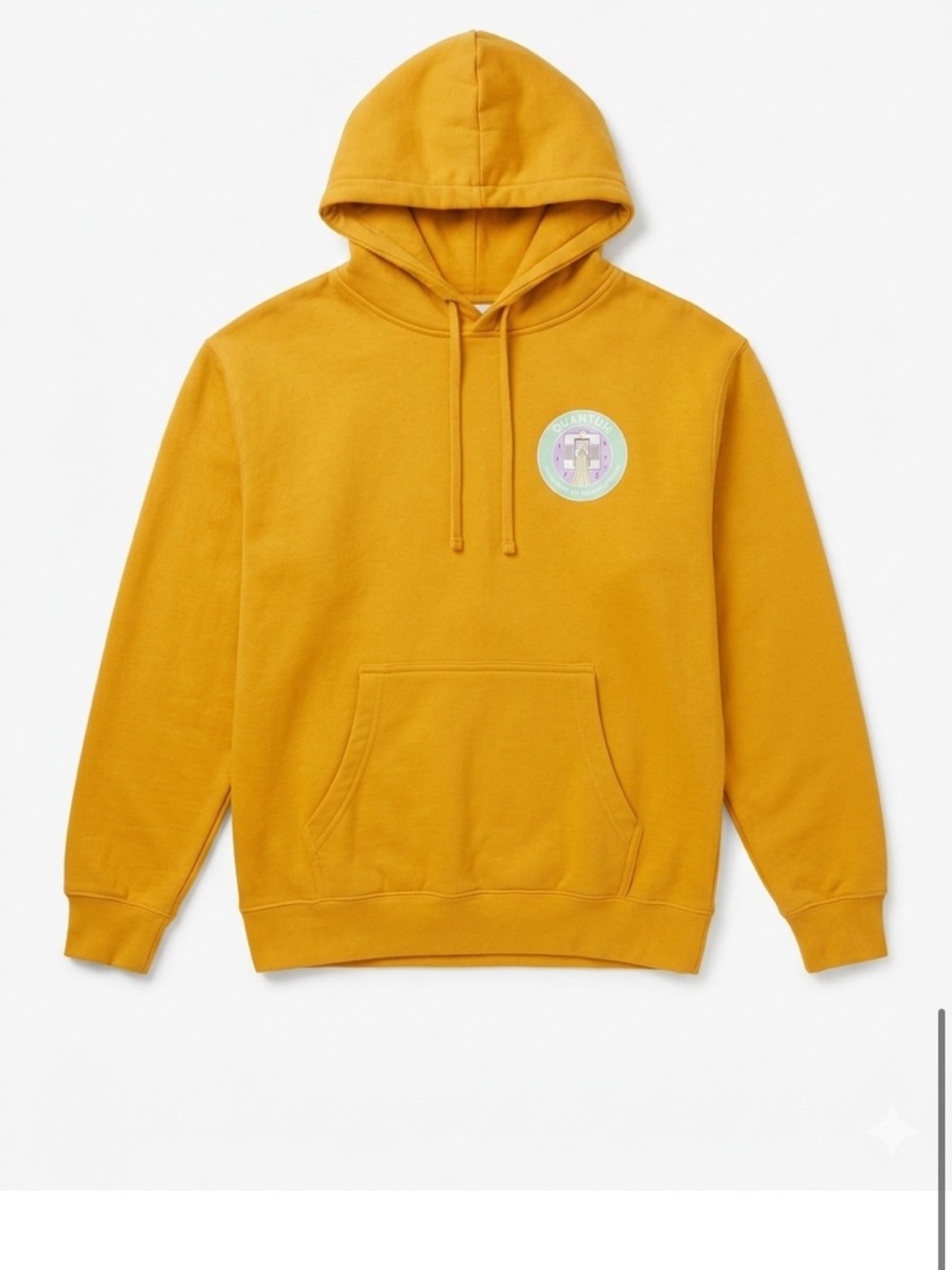 Women's Mustard Yellow Pullover Hoodie with Patch Detail